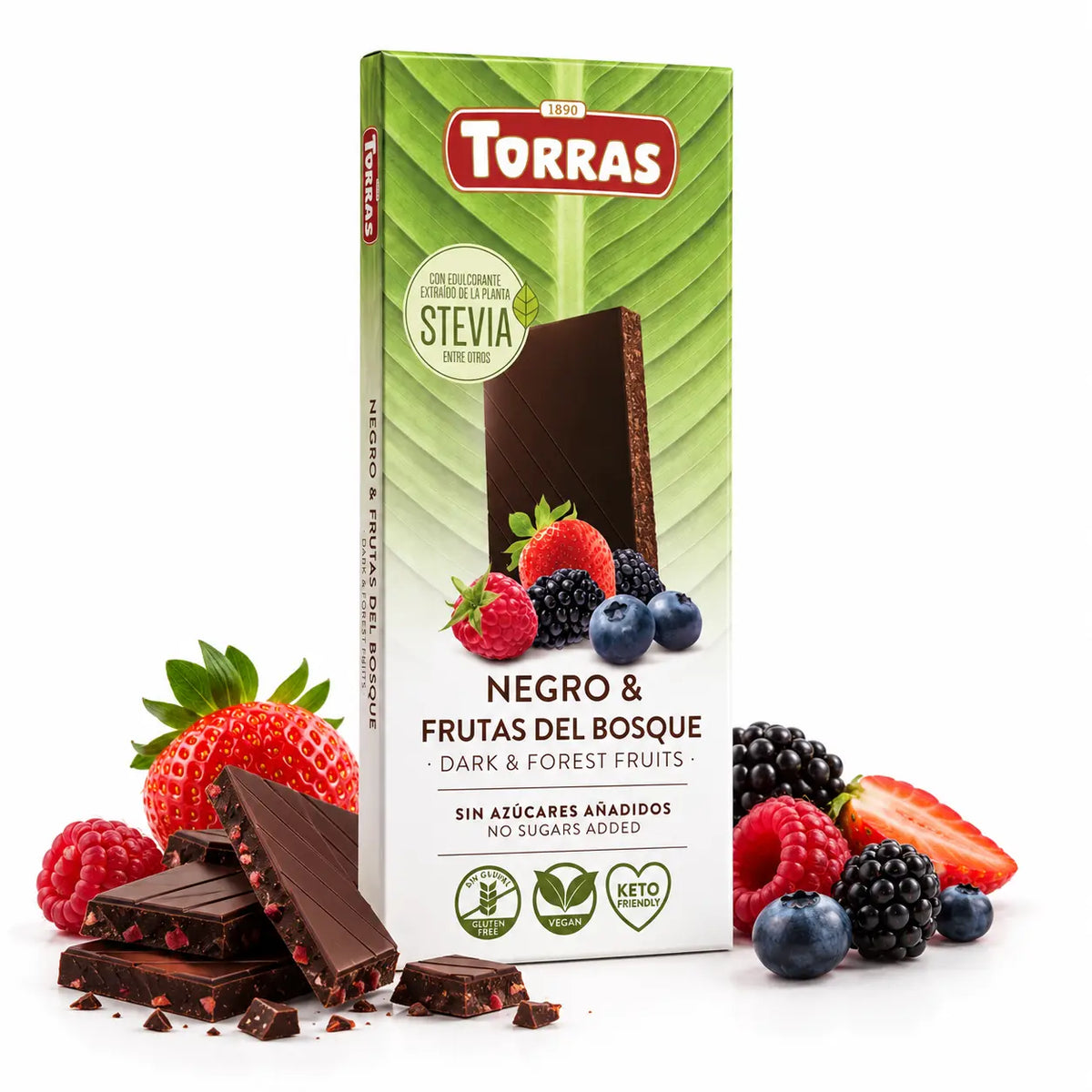 Chocolate Negro con Frutos del Bosque y Stevia