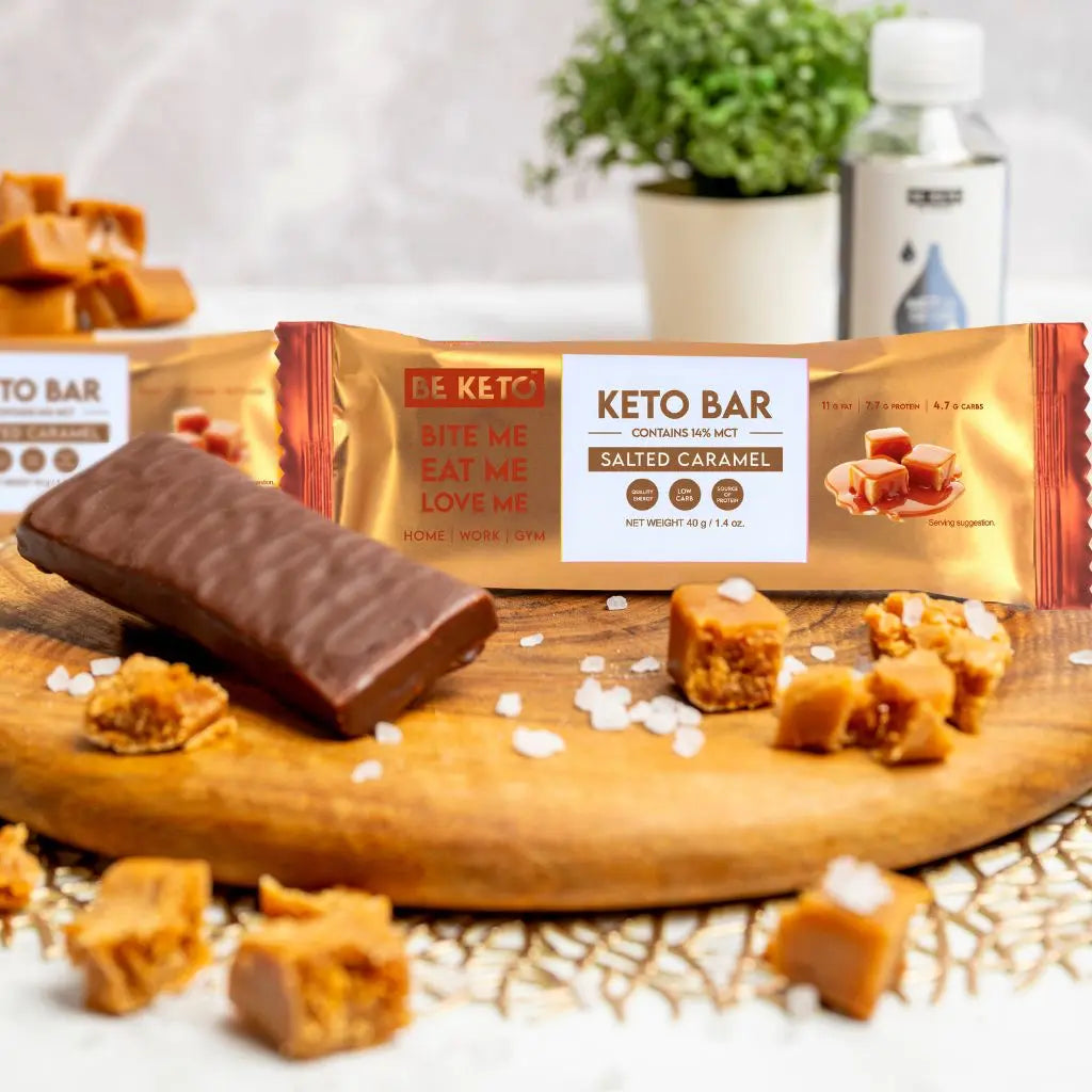 Barrita Keto de Caramelo Salado y Chocolate